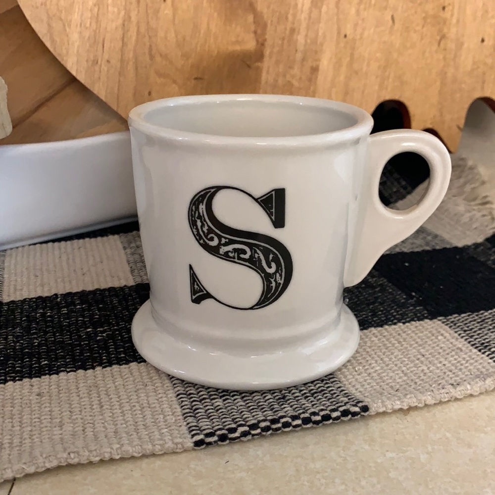Anthropology Monogram Letter S Mug Coffee Cup Shaving Cup